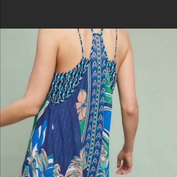 Anthropologie Maeve Laurel Silk Dress S blue green unique - Picture 4 of 9